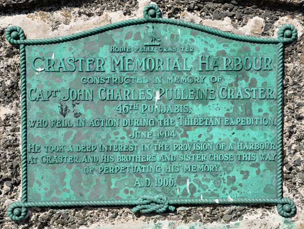 Memorial plaque to Captain Craster, Craster harbour