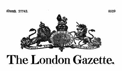 London Gazette, December 13th 1904