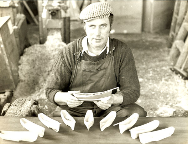 Dennis Dawson in his workshop making model cobles