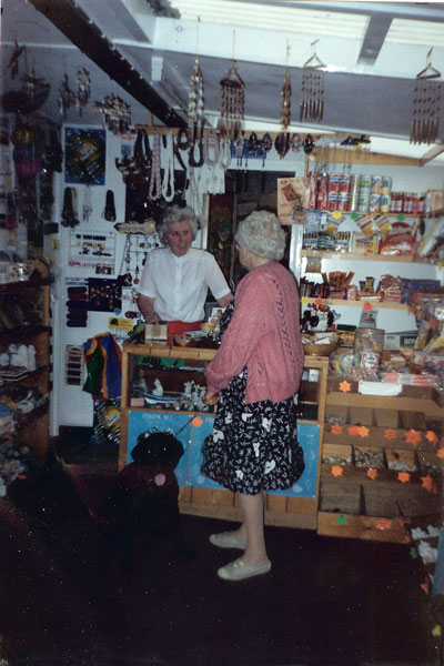 Sybil and Hilda Rogerson in the gift shop