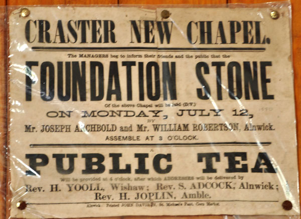 Poster advertising the laying of the Chapel's foundation stone.