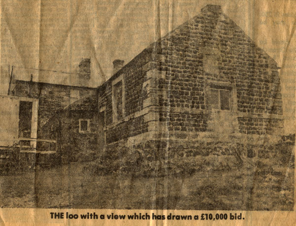 The Summer House overlooking Craster HArbour when it was a Toilet, December 1980.
