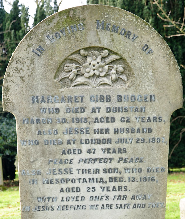 Jesse's family gravestone in Spitalford Cemetery