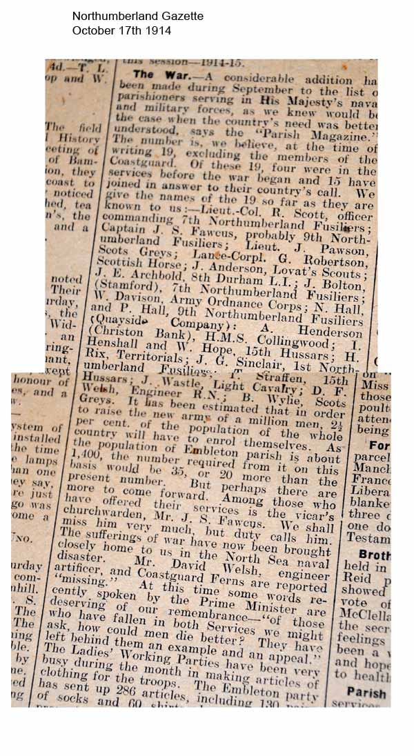 Alnwick and County Gazette on October 17th, 1914