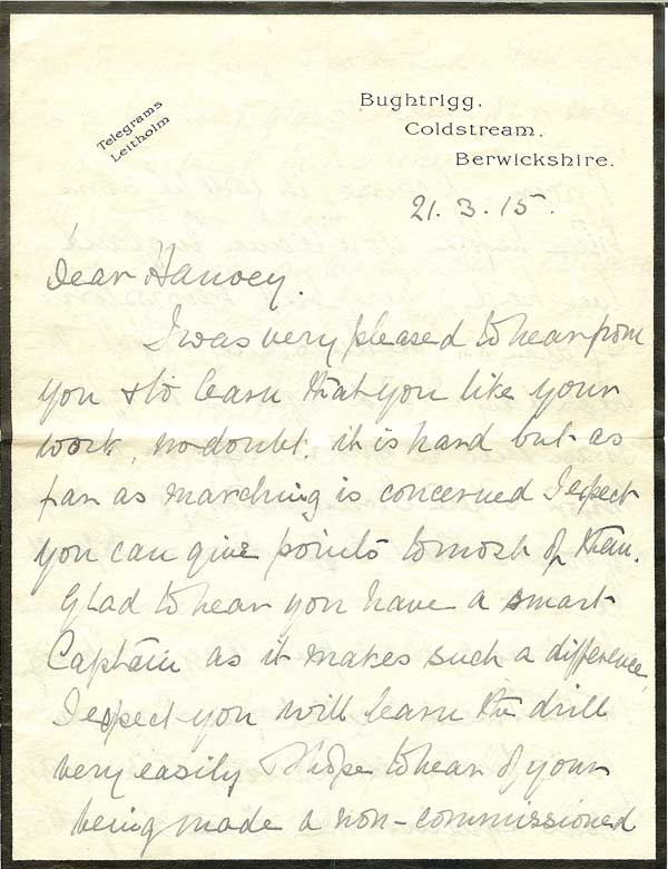 Letter from Admiral May March 21st 1915 Page 1