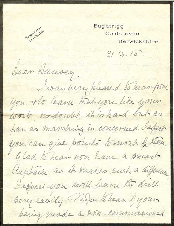 Letter from Admiral May March 21st 1915 Page 1