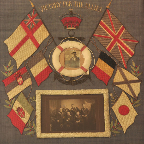 Embroidery celebrating William Archbold's return from the war.