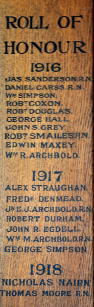 Roll of Honour 1916 to 1918
