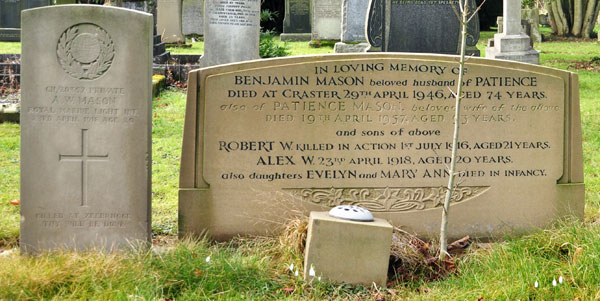 Alexander Mason, grave at Spitalford