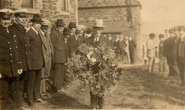 The dedication of the Craster Chapel WW1 memorial