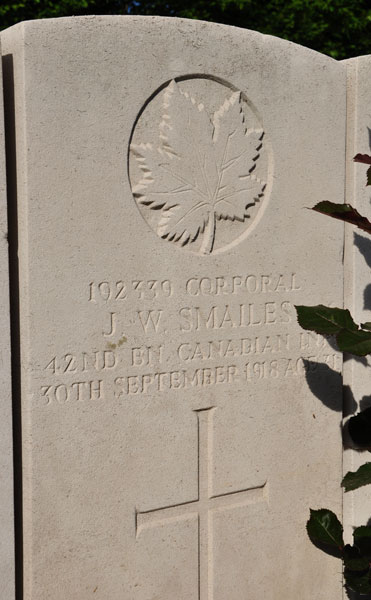 Mill Switch British Cemetery at Tilloy Les Cambrai, John's gravestone photographed May 2011